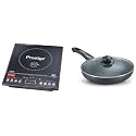 Prestige PIC 3.1 V3 2000-Watt Induction Cooktop with Touch Panel (Black) &amp; Prestige Aluminium Omega Deluxe Granite Fry Pan with Lid, 26 cm,Black