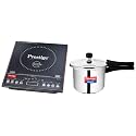 Prestige PIC 3.1 V3 2000-Watt Induction Cooktop with Touch Panel (Black) &amp; Prestige Popular Stainless Steel Outer Lid Pressure Cooker, 3 Litres, Silver