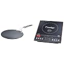Prestige PIC 3.1 V3 2000-Watt Induction Cooktop with Touch Panel (Black) & Prestige Hard Anodised Aluminium Plus Cookware Induction Base Roti Tawa, 22.5cm, Black