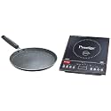 Prestige PIC 3.1 V3 2000-Watt Induction Cooktop with Touch Panel (Black) &amp; Prestige Omega Deluxe Granite Nonstick Aluminium Dosa Tawa, Black, 25 cm