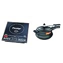 Prestige PIC 3.1 V3 2000-Watt Induction Cooktop with Touch Panel (Black) and Nakshatra Plus Hard Anodised Aluminium Pressure Handi, 5 litres, Black Combo
