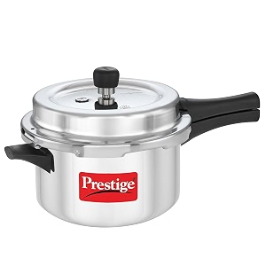 prestige popular plus svachh virgin aluminium gas and induction compatible outer lid pressure cooker 4 l silver 4 liter