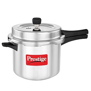 prestige popular plus svachh virgin aluminium spillage control outer lid pressure cooker 5 l silver 5 liter