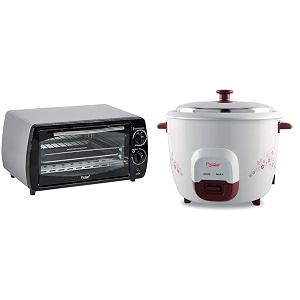 prestige potg 9 pc 800-watt oven toaster grill grey  prestige prwo 15 litre red colour rice cooker