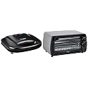 Prestige POTG 9 PC 800-Watt Oven Toaster Grill (Grey) + Prestige PGMFB 800 Watt Grill Sandwich Toaster with Fixed Grill Plates, Black