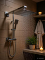 Prestige Ultraslim Shower 8Inch with 15Inch Arm Stee Shower Shower Head