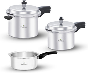 prestlee aluminium 2  3  5 liter pressure cooker combo 5 year warranty isi certified 2 l 3 l 5 l pressure cooker  pressure pan aluminium