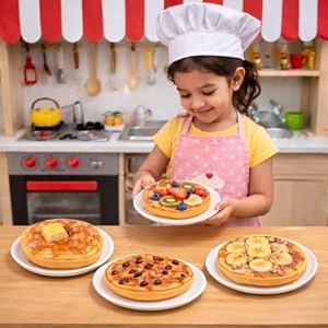 pretend play pancake set  fabric kitchen toy set  montessori role play cooking set for toddlers
