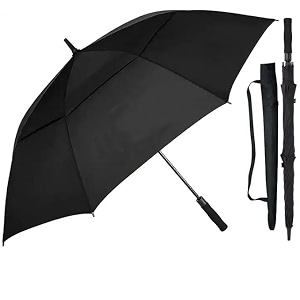 pretox double layer umbrellas - 60 inch automatic open golf umbrella extra large oversize double canopy vented windproof waterproof stick umbrellas for rain multicolor pack of 1