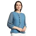PRETTIFY Women39s Regular Fit Solid Embroidery Georgette