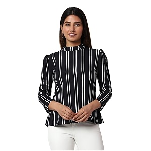 PRETTIFY Womens Navyblue Polka Dot Top