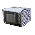 PrettyKrafts Microwave Oven Cover for 23 Litre Dust Oil Proof Cloth with Storage Pockets Cotton Linen Kitchen Toaster Appliance Protector - Qtr Grey