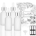 PrettyCare 4 Pack 1oz Dropper Bottle for Essential Oils, 30 ml Frosted Clear Glass Leak Proof Essential Oils Bottles with Labels, Funnels- Empty Tincture Bottles for Personal Care &amp; Beauty