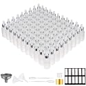 PrettyCare Glass Dropper Bottles Set of 99, 1oz (30ml) Frosted Empty Thick Bottles Bulk with Leakproof Silver Caps - With Labels &amp; Funnels for for Storage, Travel,Essential Oils, DIY Serums