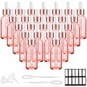 PrettyCare Glass Eye Dropper Bottles 24 Pack, 1oz (30ml) Rose Empty Thick Bottles Bulk with Leakproof Caps - With Labels & Funnels for Storage, Travel, Essential Oils, Cuticle Oils, Tinctures