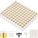 PrettyCare Glass Eye Dropper Bottles 99 Pack, 0.5oz (15ml) Empty Thick Bottles Bulk with Leakproof Golden Caps
