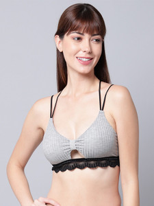prettycat women t-shirt lightly padded bra grey