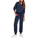 PRETTYGARDEN Airport Travel Outfit Women Ribbed Knit Matching Lounge Sets