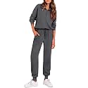 PRETTYGARDEN Airport Travel Outfit Women Ribbed Knit Matching Lounge Sets