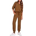 PRETTYGARDEN Airport Travel Outfit Women Ribbed Knit Matching Lounge Sets