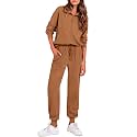 PRETTYGARDEN Airport Travel Outfit Women Ribbed Knit Matching Lounge Sets
