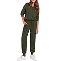 PRETTYGARDEN Airport Travel Outfit Women Ribbed Knit Matching Lounge Sets