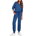 PRETTYGARDEN Airport Travel Outfit Women Ribbed Knit Matching Lounge Sets