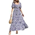 PRETTYGARDEN Puff Short Sleeve Cewneck Floral Long