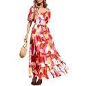 PRETTYGARDEN Puff Short Sleeve Cewneck Floral Long