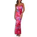 PRETTYGARDEN Women's 2026 Summer Floral Spaghetti Strap Maxi Dress Stretch Sexy Bodycon Dress Backless Slip Long Dresses