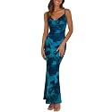 PRETTYGARDEN Women's 2026 Summer Floral Spaghetti Strap Maxi Dress Stretch Sexy Bodycon Dress Backless Slip Long Dresses