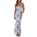 PRETTYGARDEN Women's 2026 Summer Floral Spaghetti Strap Maxi Dress Stretch Sexy Bodycon Dress Backless Slip Long Dresses