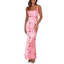 PRETTYGARDEN Women's 2026 Summer Floral Spaghetti Strap Maxi Dress Stretch Sexy Bodycon Dress Backless Slip Long Dresses
