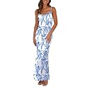 PRETTYGARDEN Women's 2026 Summer Floral Spaghetti Strap Maxi Dress Stretch Sexy Bodycon Dress Backless Slip Long Dresses
