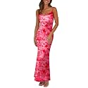 PRETTYGARDEN Women's 2026 Summer Floral Spaghetti Strap Maxi Dress Stretch Sexy Bodycon Dress Backless Slip Long Dresses