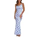 PRETTYGARDEN Women's 2026 Summer Floral Spaghetti Strap Maxi Dress Stretch Sexy Bodycon Dress Backless Slip Long Dresses