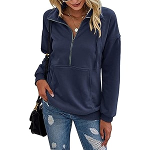 PRETTYGARDEN Womens Casual Long Sleeve Zipper Sweatshirt