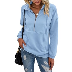 PRETTYGARDEN Womens Casual Long Sleeve Zipper Sweatshirt