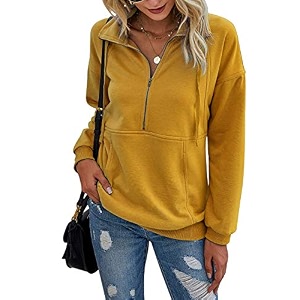 PRETTYGARDEN Womens Casual Long Sleeve Zipper Sweatshirt