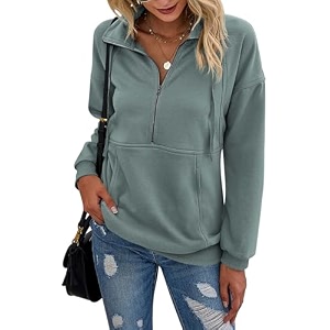 PRETTYGARDEN Womens Casual Long Sleeve Zipper Sweatshirt