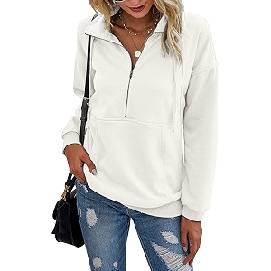 PRETTYGARDEN Womens Casual Long Sleeve Zipper Sweatshirt
