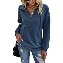 PRETTYGARDEN Women's Casual Long Sleeve Sweatshirt Half Zip Pullover Tops