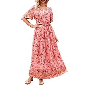 PRETTYGARDEN Womens Casual Summer Boho Floral Print