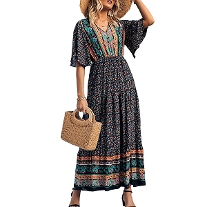 PRETTYGARDEN Womens Casual Summer Boho Floral Print