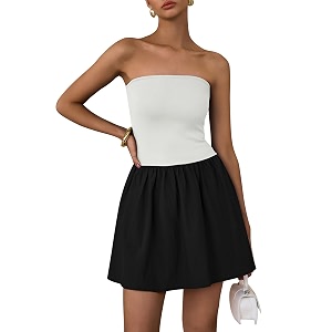 PRETTYGARDEN Womens Summer Strapless Mini Party Dress