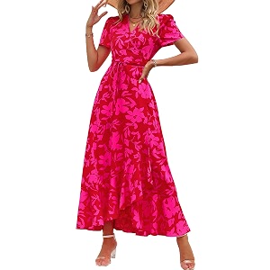PRETTYGARDEN Womens Summer Wrap Maxi Dress Casual