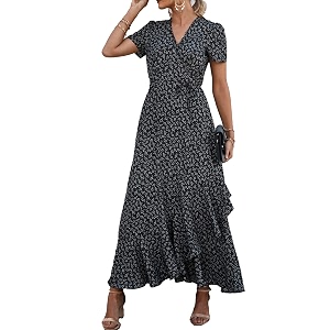 PRETTYGARDEN Womens Summer Wrap Maxi Dress Casual