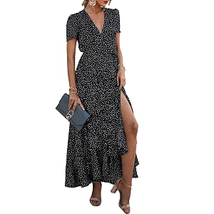 PRETTYGARDEN Womens Summer Wrap Maxi Dress Casual
