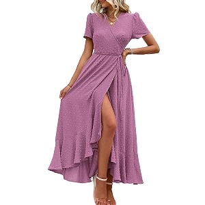 PRETTYGARDEN Womens Summer Wrap Maxi Dress Casual