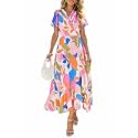 PRETTYGARDEN Women39s Summer Wrap Maxi Dress Casual